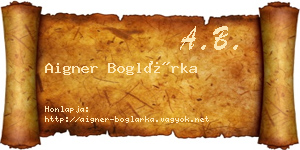 Aigner Boglárka névjegykártya